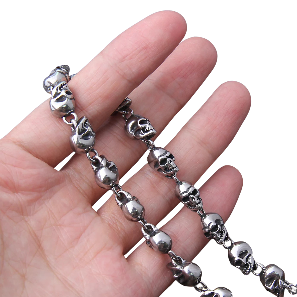 Stainless steel punk skull chain