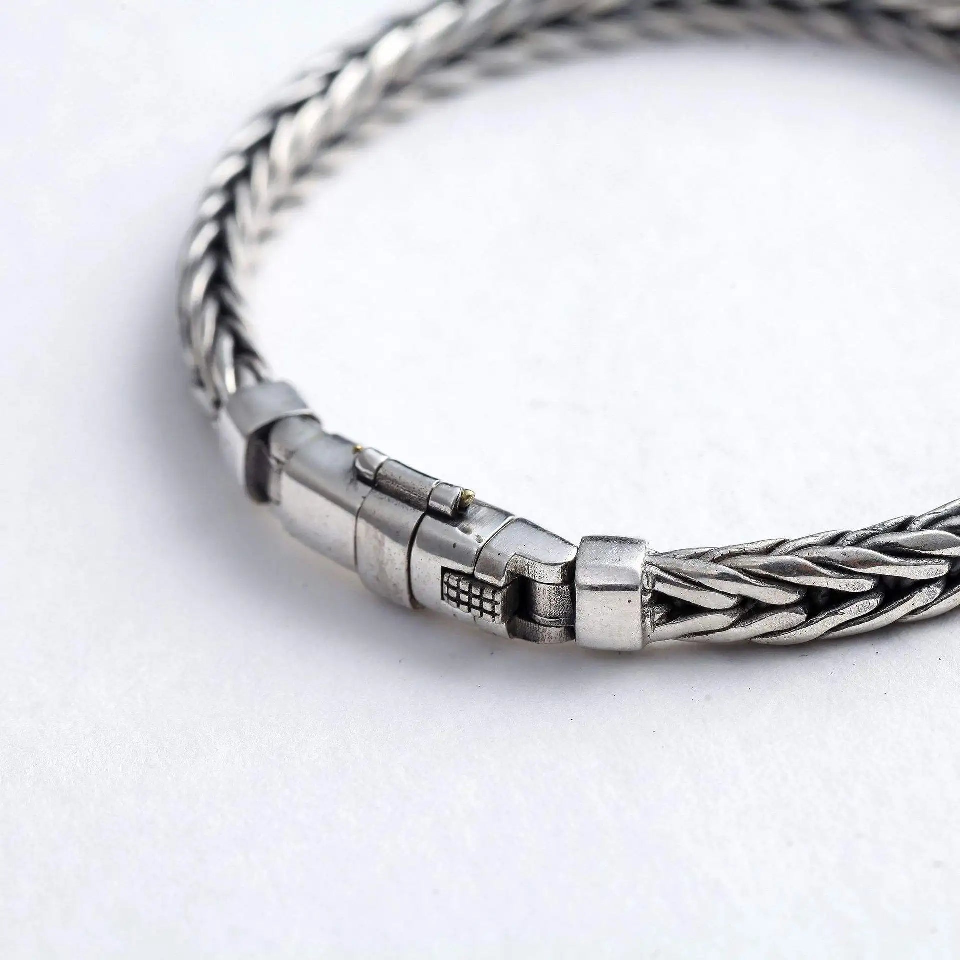 925 Sterling Silver Handmade Woven Retro Style Bracelet