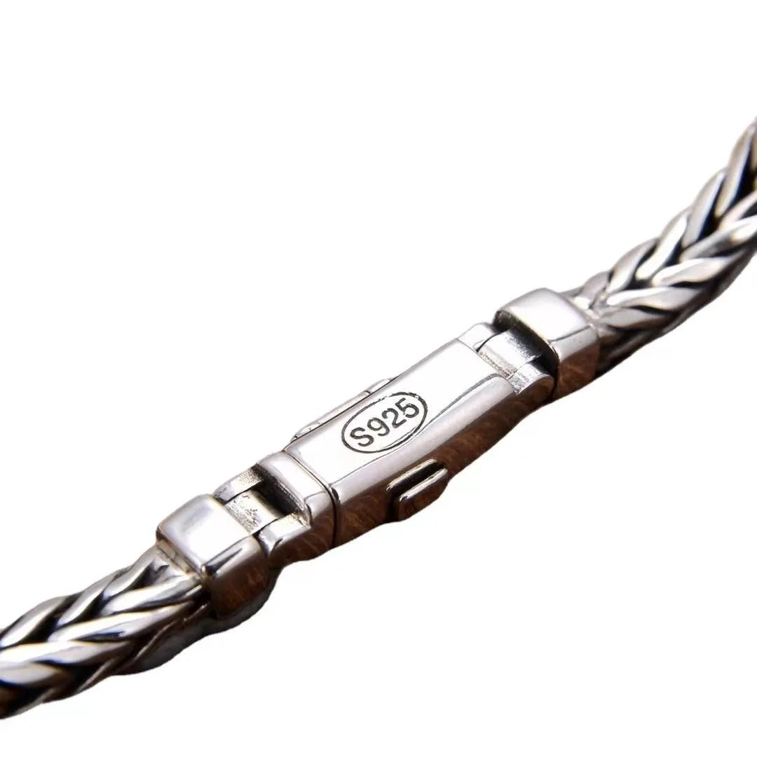 925 Sterling Silver Handmade Woven Retro Style Bracelet
