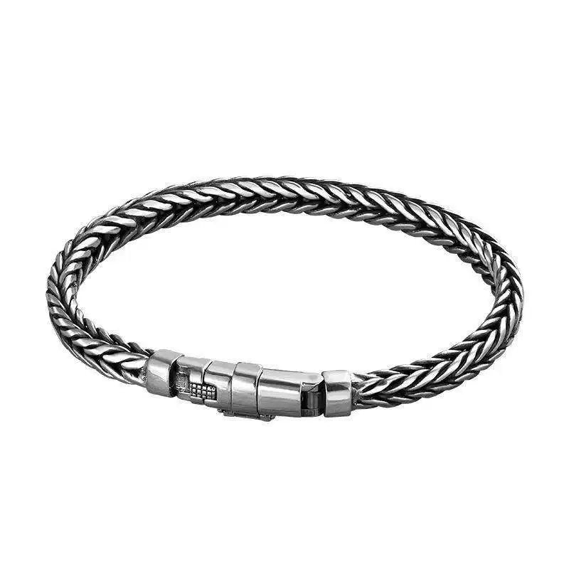 925 Sterling Silver Handmade Woven Retro Style Bracelet