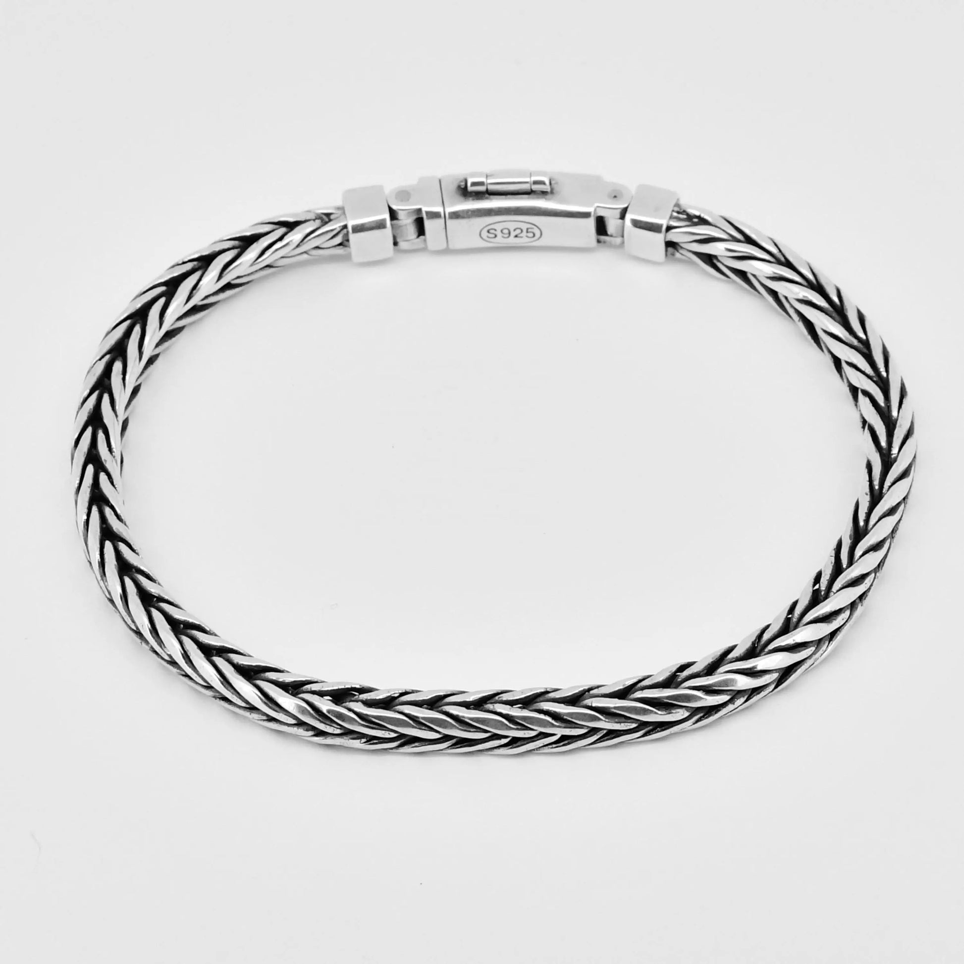 925 Sterling Silver Handmade Woven Retro Style Bracelet