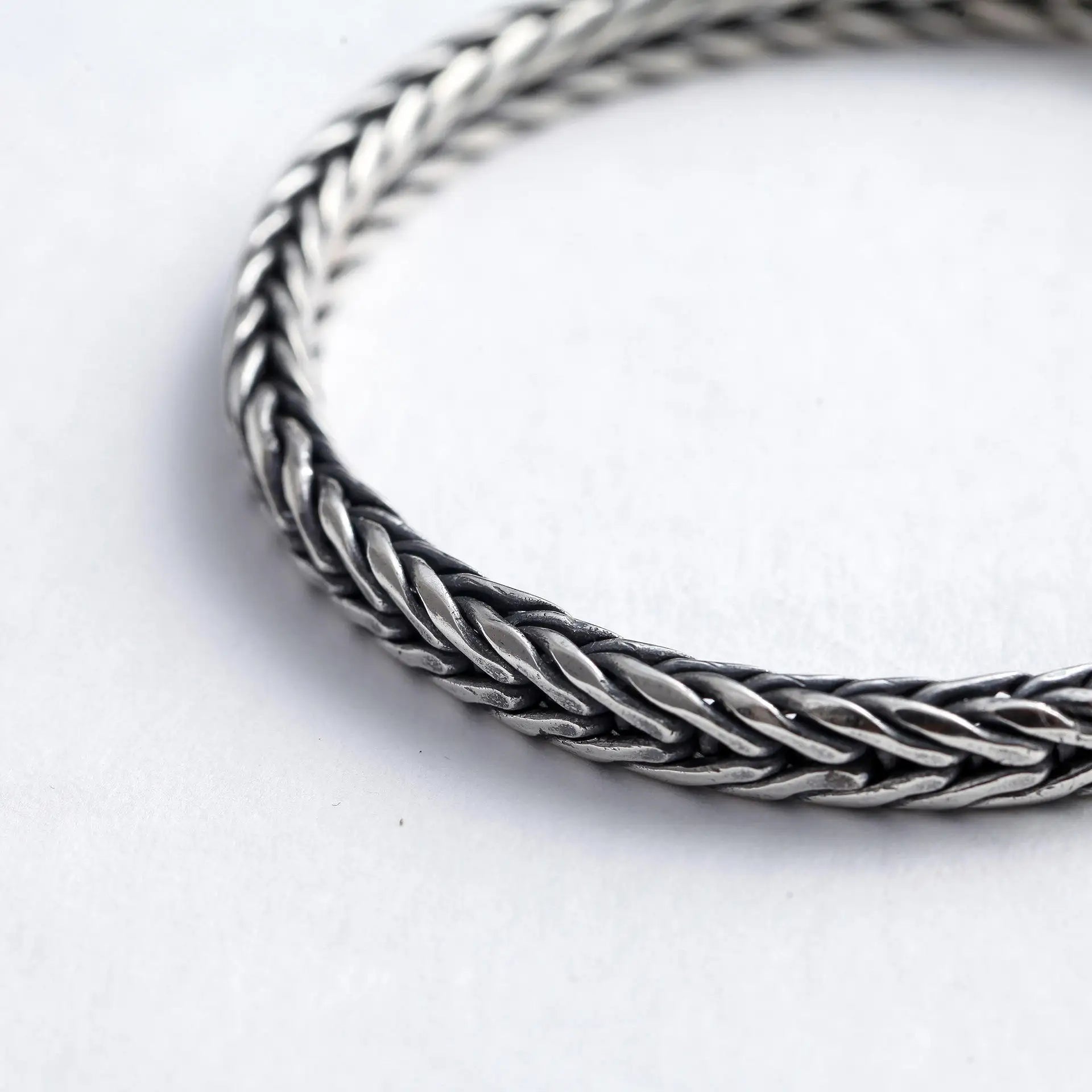 925 Sterling Silver Handmade Woven Retro Style Bracelet