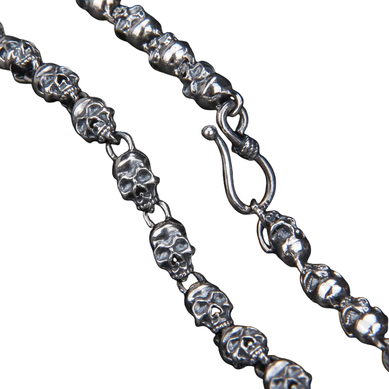 Punk Skull 925 Sterling Silver Necklace