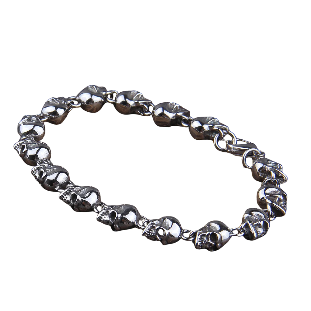 Silver chain bracelet on a white background