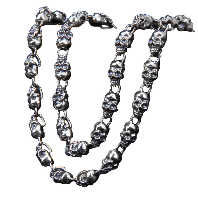 Punk Skull 925 Sterling Silver Necklace