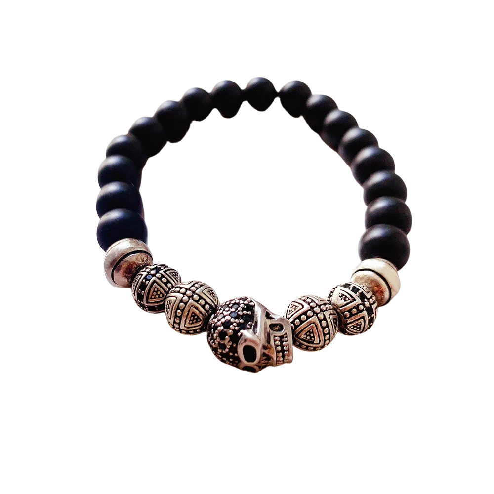 Punk Natural Stone Silver Bracelet