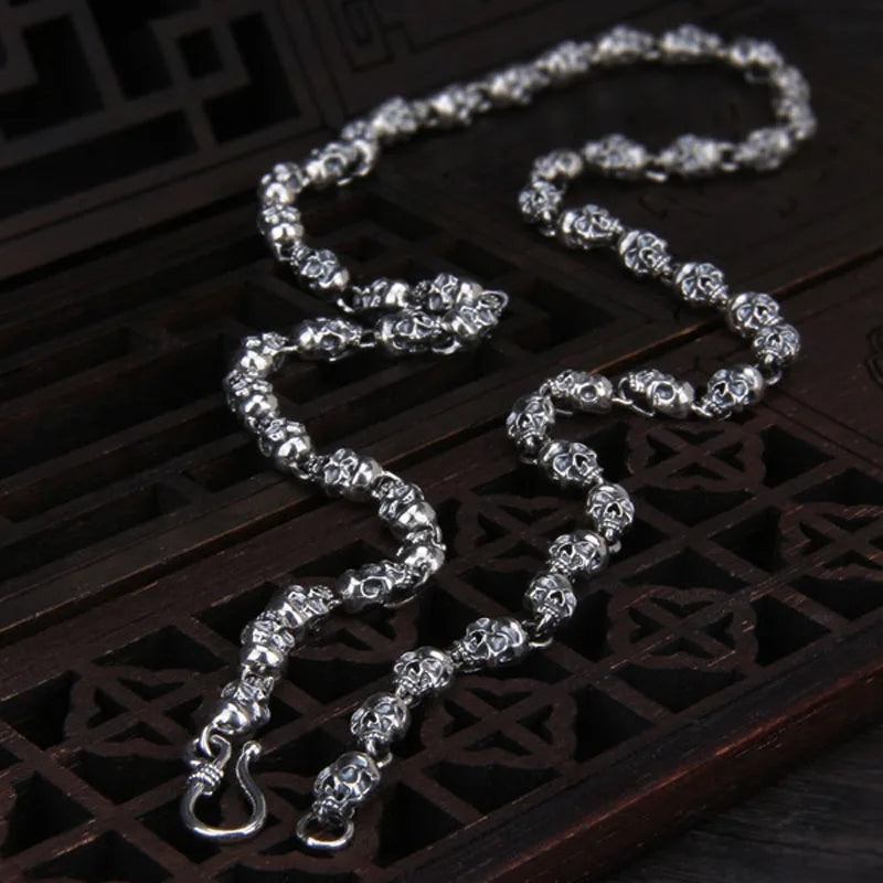 Punk Skull 925 Sterling Silver Necklace