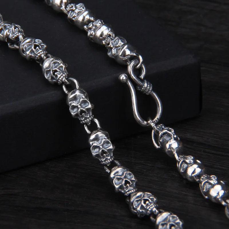 Punk Skull 925 Sterling Silver Necklace