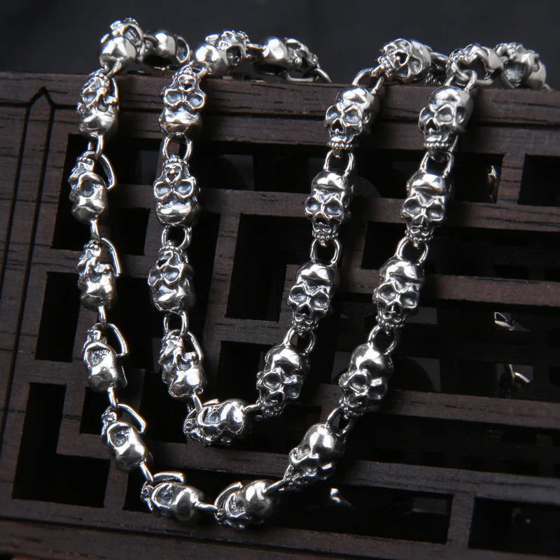 Punk Skull 925 Sterling Silver Necklace