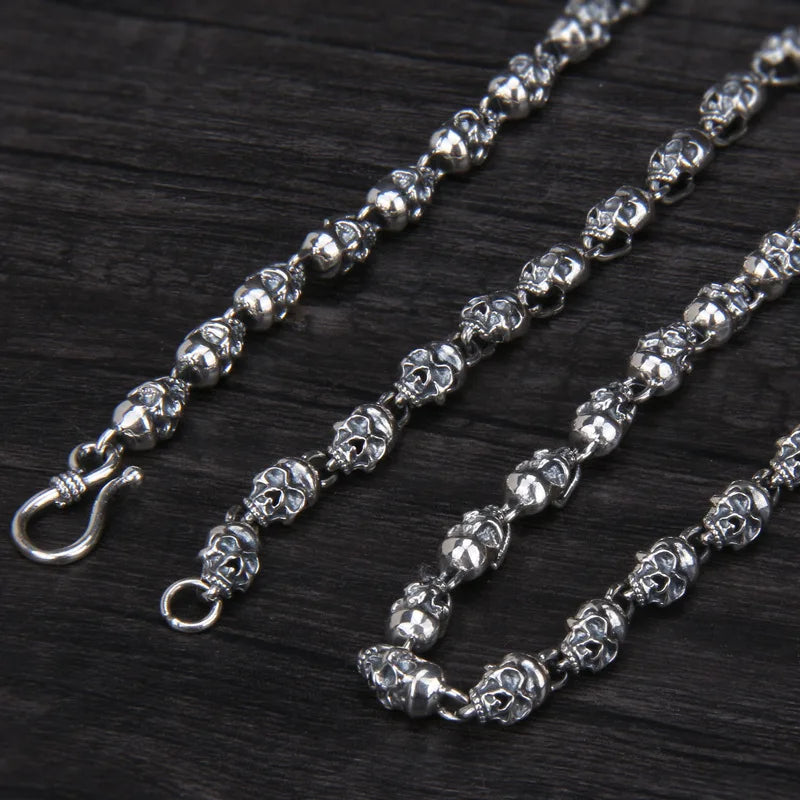 Punk Skull 925 Sterling Silver Necklace