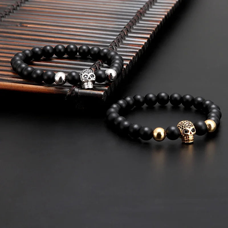 Vintage Natural Stone Skull Bracelet
