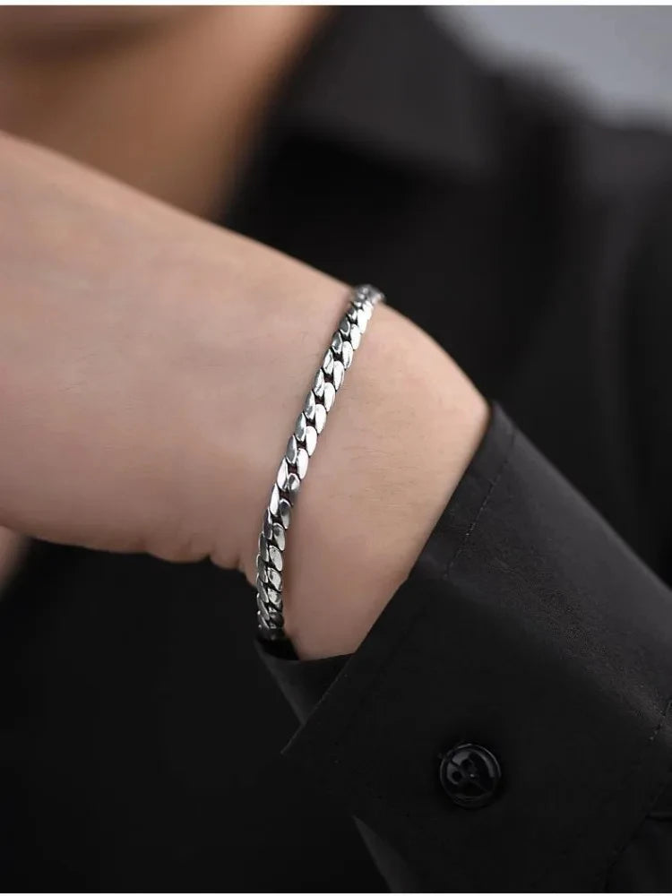 Cuban Style Silver Bracelet
