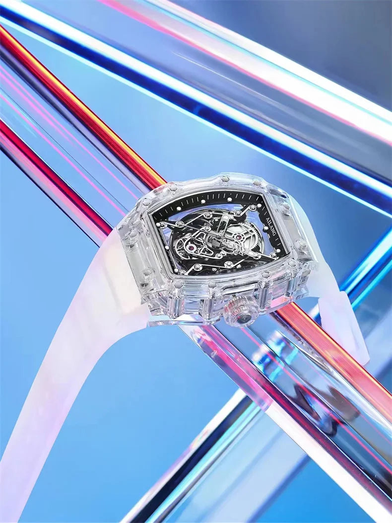 Stainless Steel Case Skeleton Watch