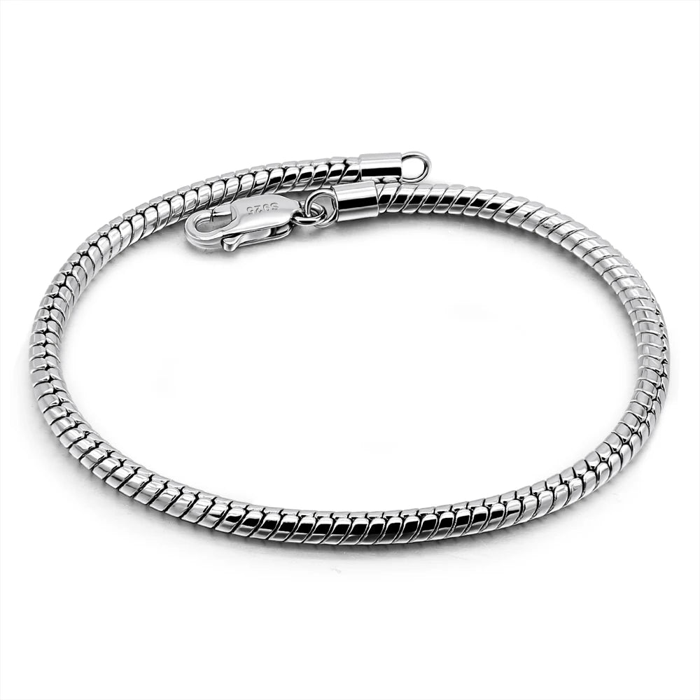 Smooth Round Snake Chain Bracelet Sterling Silver