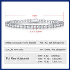 3MM Moissanite Tennis Bracelet 925 Sterling Silver