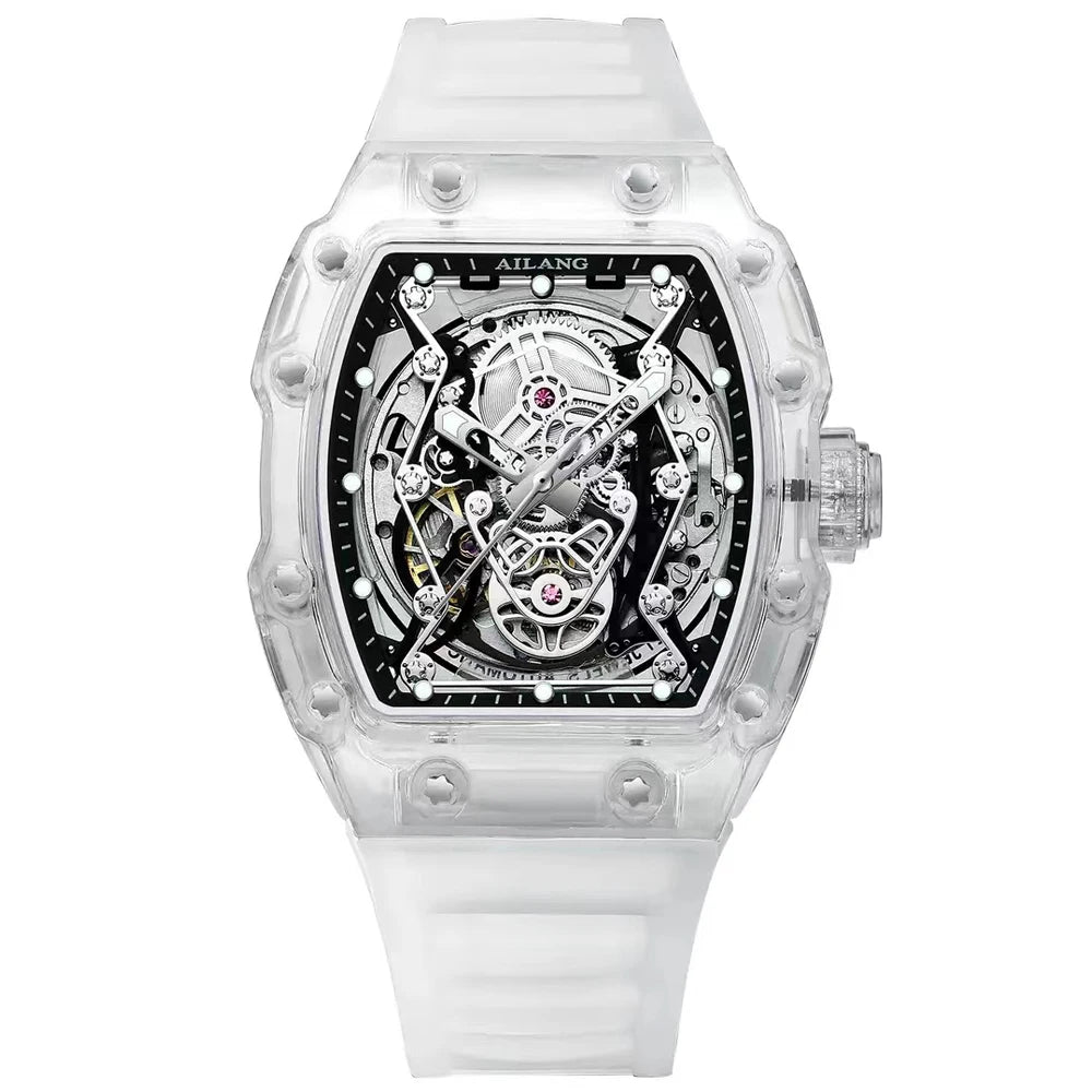 Stainless Steel Case Skeleton Watch