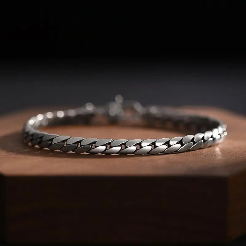 Cuban Style Silver Bracelet