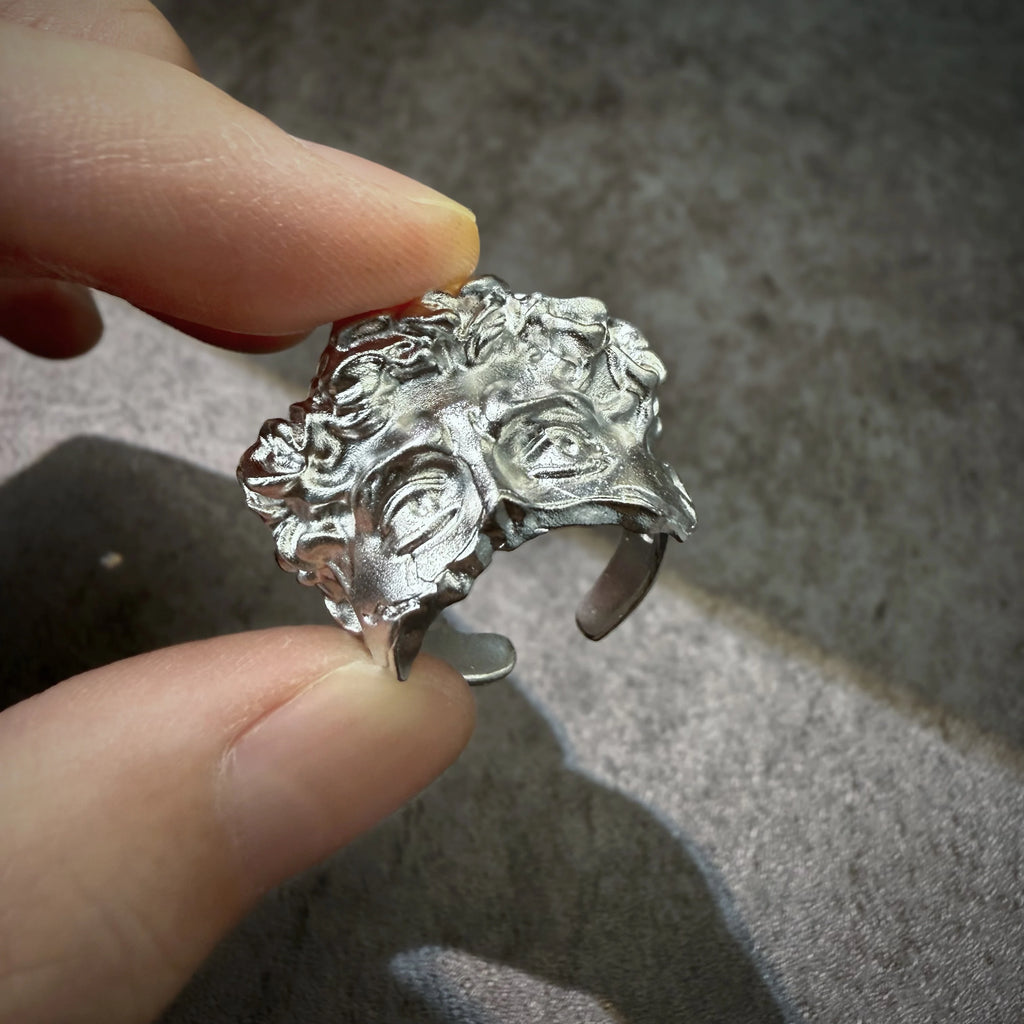 Retro Half Face David Adjustable Open Ring