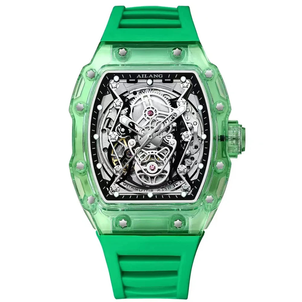 Stainless Steel Case Skeleton Watch