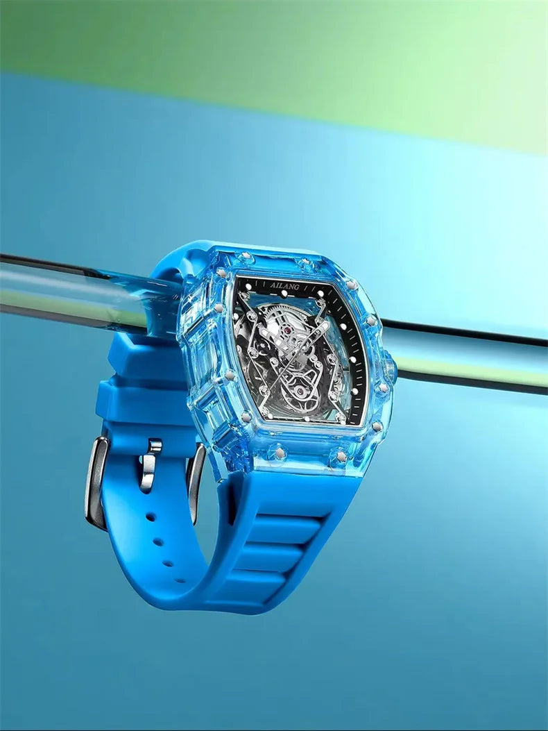 Stainless Steel Case Skeleton Watch