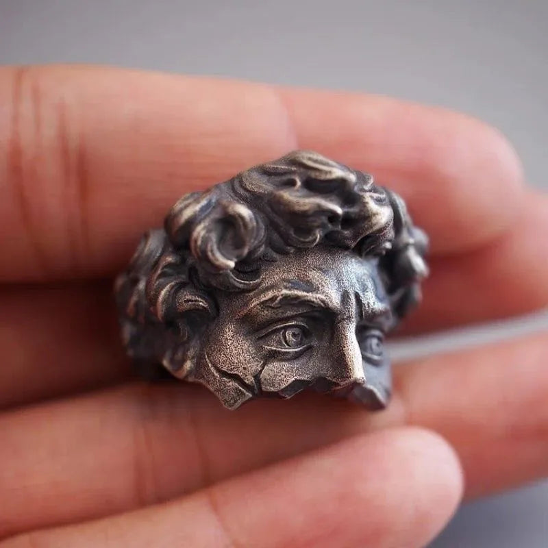 Retro Half Face David Adjustable Open Ring