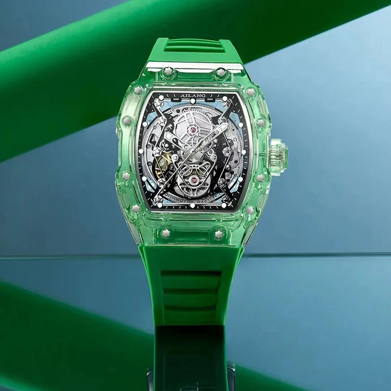 Stainless Steel Case Skeleton Watch