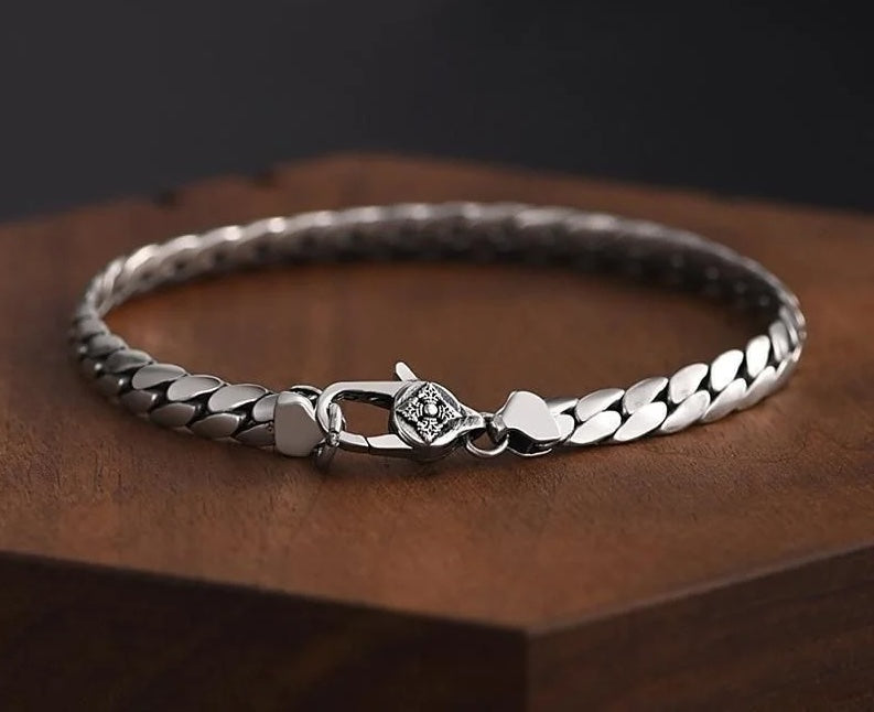 Cuban Style Silver Bracelet