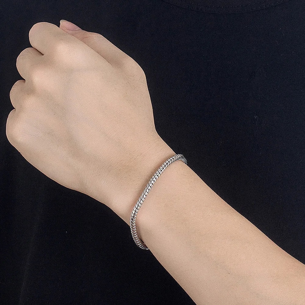 Smooth Round Snake Chain Bracelet Sterling Silver