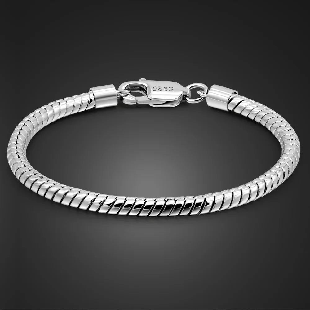 Smooth Round Snake Chain Bracelet Sterling Silver