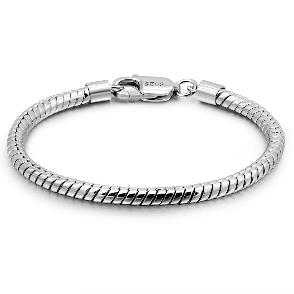 Smooth Round Snake Chain Bracelet Sterling Silver