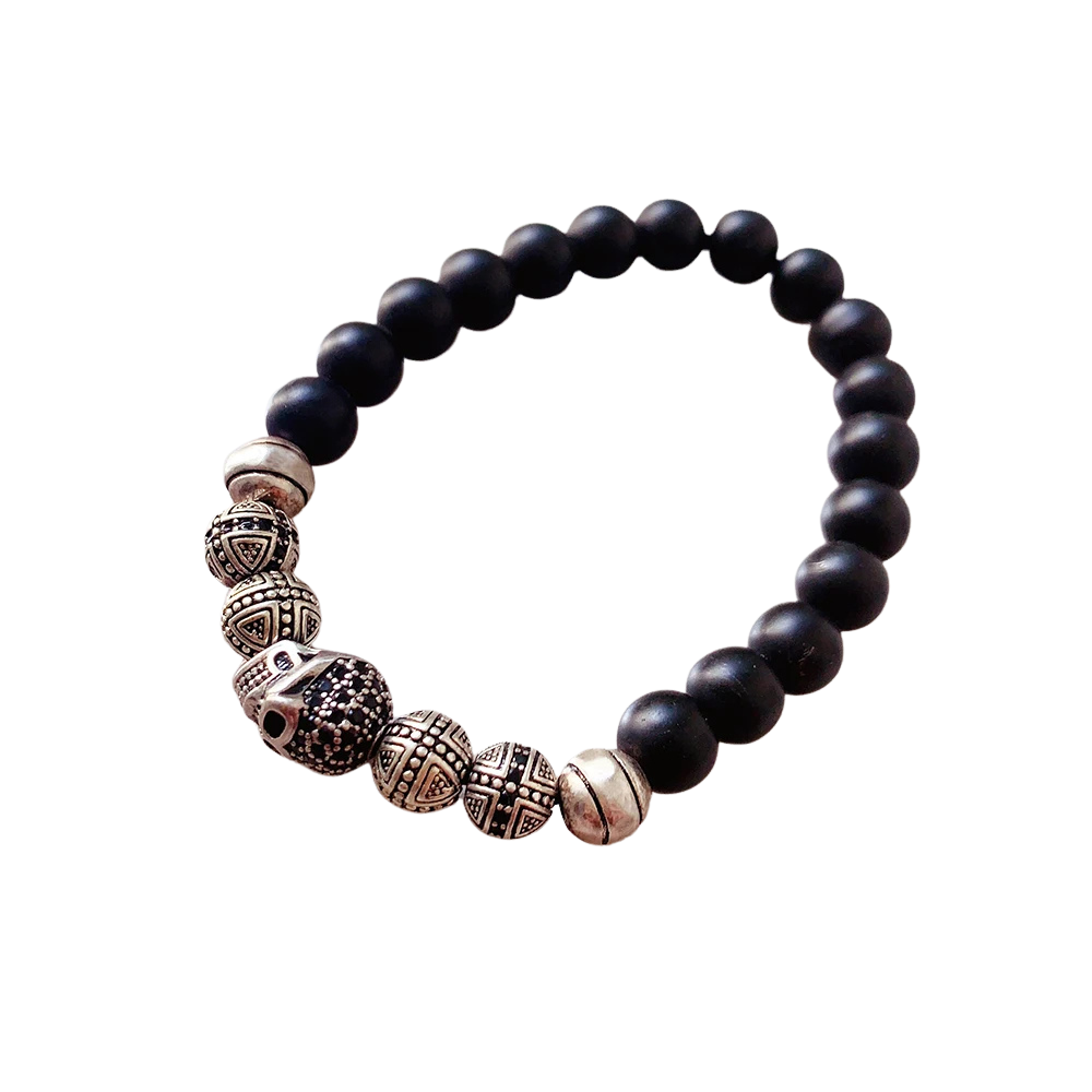 Punk Natural Stone Silver Bracelet